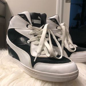 Puma high top black/white platform shoes